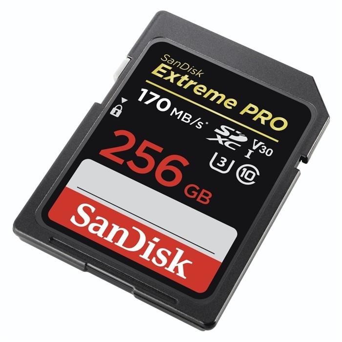 SanDisk Extreme PRO 256 GB SDXC paměťová karta, 170 MB/s, UHS-I, Class 10, U3, V30 (256 GB)