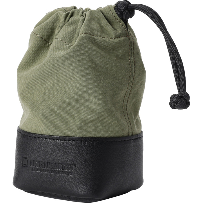Artisan & Artist  ACAM-LP140  Fabric and Leather Lens Pouch (M) Khaki/Black