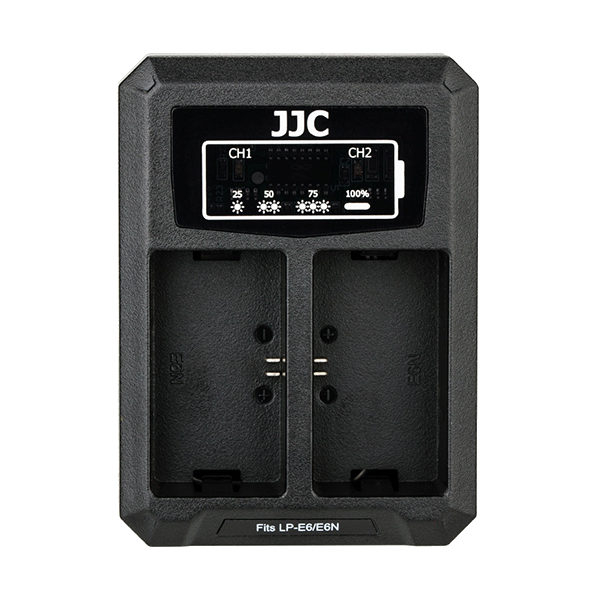 JJC Canon DCH LPE6 USB Dual Battery Charger (voor Canon LP E6 / LP E6N accu)