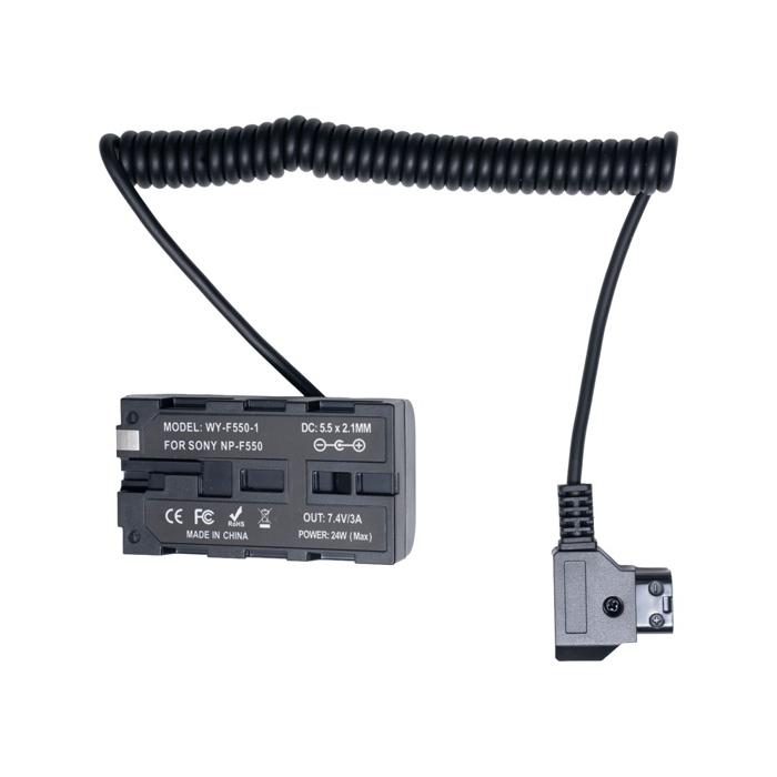 Caruba Dummy Battery Sony NP F D Tap Male 1 Meter Coiled