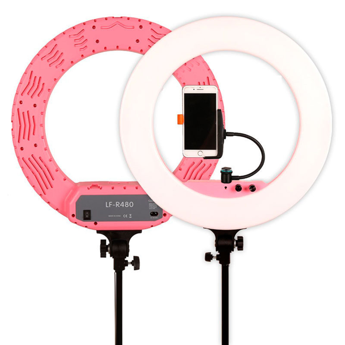Caruba Round Vlogger 18 inch LED Set PRO met Tas   Roze