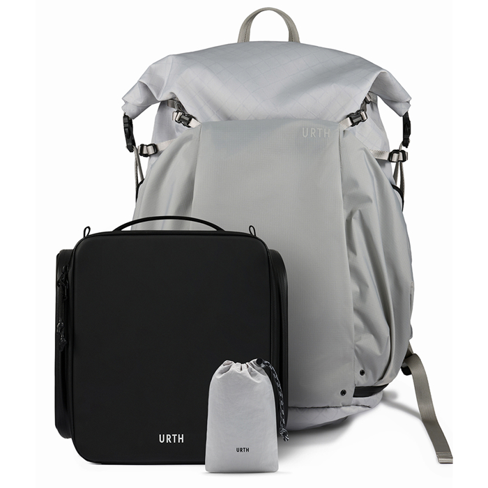 Urth Helios Outdoor Backpack 40L (Stone) + Core Camera Cube M + Stratus Rain Cover