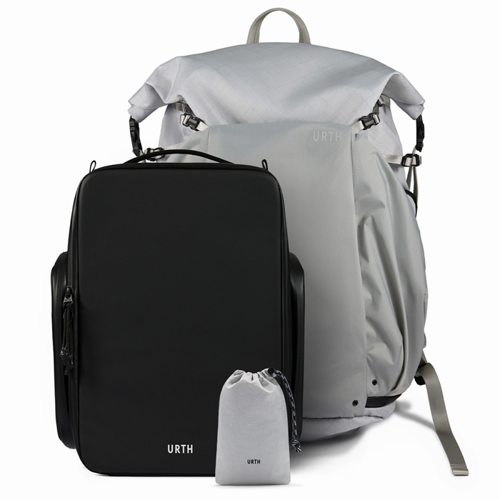 Urth Helios Outdoor Backpack 40L (Stone) + Core Camera Cube L + Stratus Rain Cover