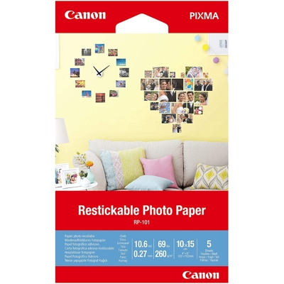 Canon Restickable Photo Paper, přelepovatelný fotopapír, 10x15 cm, 5 ks