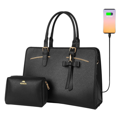 Dámská brašna na 15,6&#039;&#039; notebook s kosmetickým pouzdrem Matein 1310 Black USB ...