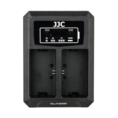 JJC Canon DCH LPE6 USB Dual Battery Charger (voor Canon LP E6 / LP E6N accu)