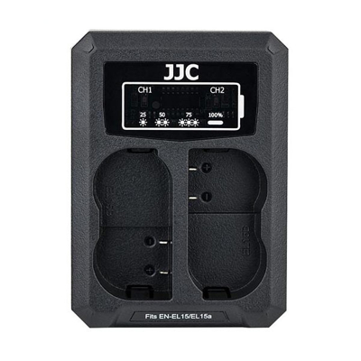 JJC Nikon DCH ENEL15  USB Dual Battery Charger (voor Nikon ENEL15 accu)