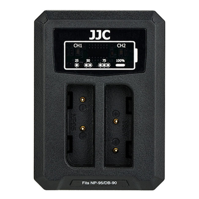 JJC Fuji DCH NP95 USB Dual BatteryCharger (voor Fujifilm NP 95 / Ricoh DB 90)