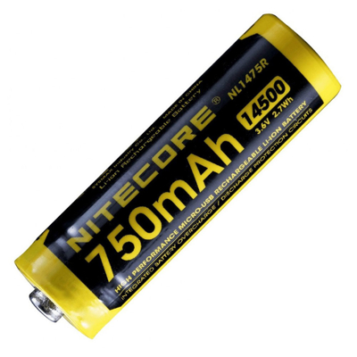 Nitecore 14500 NL1475R 750mAh 3.6Volt + Micro USB aansluiting
