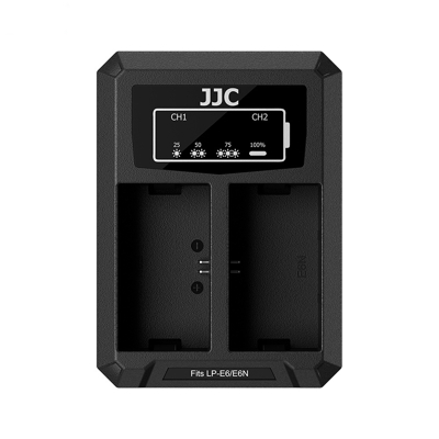 JJC Canon DCH E6TC USB C Dual Battery Charger (voor Canon LP E6 / LP E6N accu)
